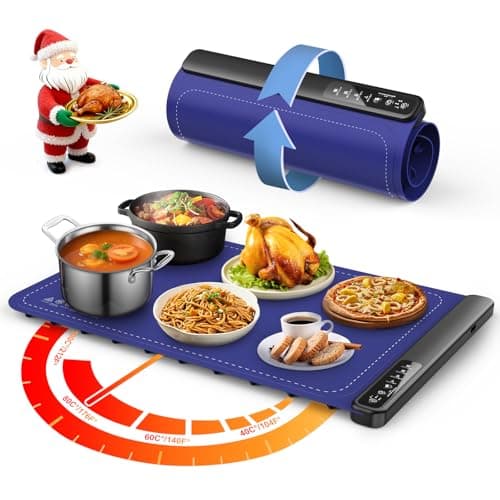 Warming Mat for Food,Food Warming Trays with 4 Temperature Levels 8 Seconds Heating Tech,Silicone Electric Warmer for Parties Buffet,Christmas Gifts for Women - Image 1