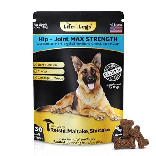Life4Legs Premium Hip and Joint Supplement for Dogs, Glucosamine for Dogs with Chondroitin, MSM, Turmeric & Omega 3, Daily Dog Joint Supplement Soft Chews, Bacon, 30 Count - Image 1