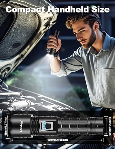 PHIXTON Rechargeable Flashlights High Lumens 10000 Super Bright Long Range 3280FT, Long Lasting 15H Powerful USB C LED Strong Flash Light High Powered, Heavy Duty, Zoomable, for Home Camping Gift - Thumbnail 6