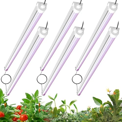 JESLED Waterproof T8 4FT Grow Lights, Full Spectrum Indoor Plant Light, 6P