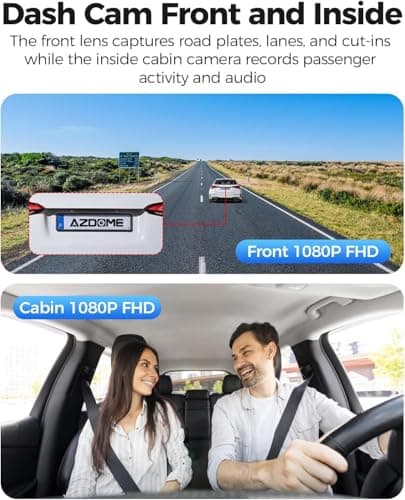 AZDOME V600 1080P Dual Dash Camera for Cars, 3'' Screen Dash Cam Front and Inside, Loop Recording, IR Night Vision Dashcam, G-Sensor, Car Dash Cam with 24/7 Parking Mode, Support 128GB (V600-2CH) - Thumbnail 3