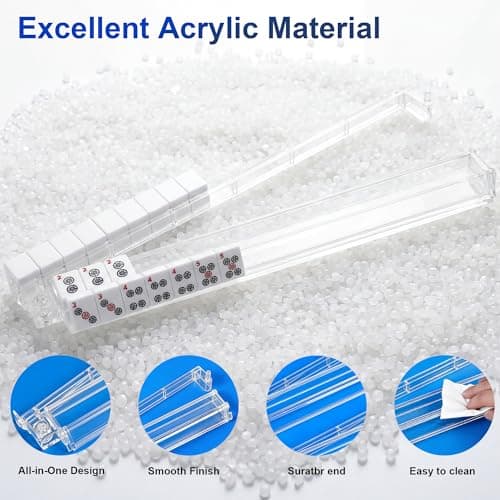 American Mahjong Racks with Pushers Complete Accessories Set, 4 Clear Acrylic Mahjong Racks, 4 Card Sleeves, 3 Large 19.6mm Dice, 420D Waterproof Storage Bag, Mahjong Accessories for American Mahjong - Thumbnail 6