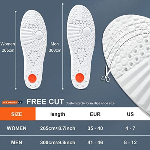 XINIFOOT 3 Pairs Premium Comfort Shoe Replacement Insole, Shock Absorption Elastic Cushion Inserts, Breathable Shoe Inner Soles for Women Gray - Thumbnail 3