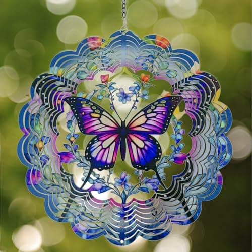 Wind Spinners Outdoor Butterfly Decorations - Birthday Gifts for Women Mom Grandma, Butterflies Hanging Wind Spinner 12 inch 3D Wind Sculptures for Garden Decor for Outside, Patio, Yard, Outdoor - Image 1
