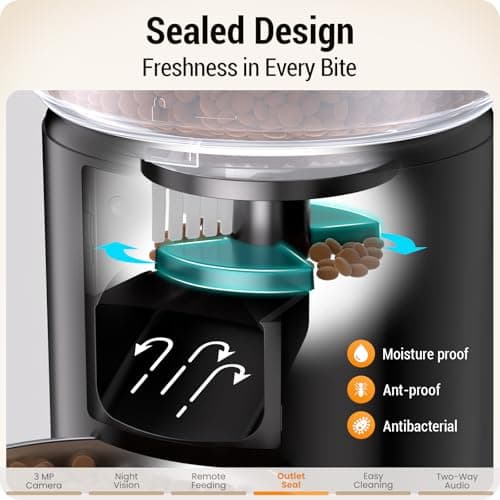 Automatic Cat Feeder with 3MP Camera: 5G WiFi Automatic Dog Feeder with Night Vision, 5L Timed Auto Cat Food Dispenser with APP for Pet, Detachable for Easy Clean-21 Cups - Thumbnail 5