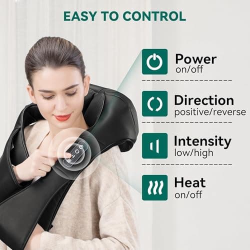 Snailax Cordless Massager - Shiatsu Neck and Shoulder Massager with Heat, FSA Eligible, Portable, Lumbar, Back Electric Massage Pillow, Christmas Gift - Thumbnail 6