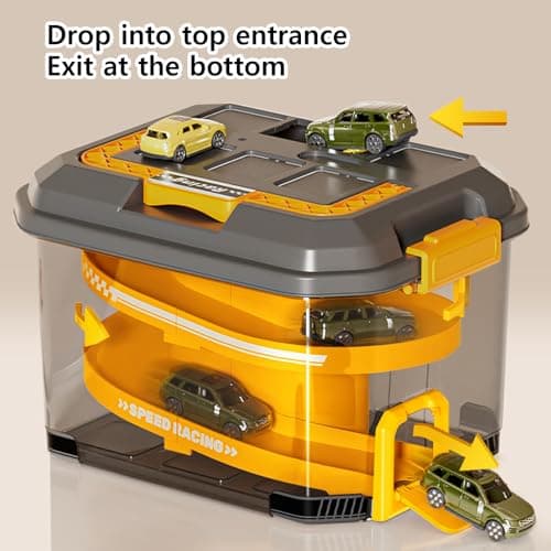 Toy Car Track Storage Playset - Toddler Toys for Ages 2-4, Car Track Set Including 12 Diecast Cars, PlayMat, Race Tracks, Car Ramp, Kids Birthday Gift for 2 3 4 5 Year Old Boys - Thumbnail 3