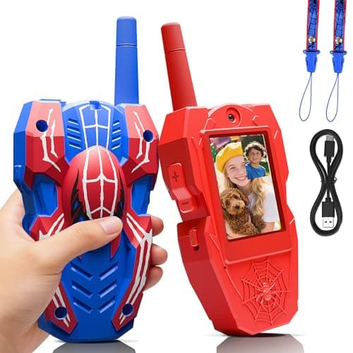 FUTESI Video Walkie Talkies for Kids 2 Pack, Rechargeable Kids Walkie Talkies Ages 3-8 with HD Camera, Long Range Outdoor Toys for Boys Girls, Spider Toy Walkie Talkies,Easter Birthday Gifts