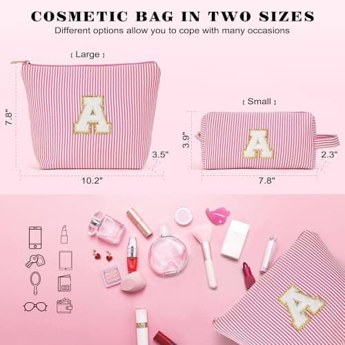 Fohufo Travel Toiletry Bag Set for Women - Travel Essentials, Initial Travel Makeup Bag Organizer Small Cosmetic Bag for Purse Blue Stuff Gifts for Women Mom Girlfriend Teacher, Blue Letter K - Thumbnail 5