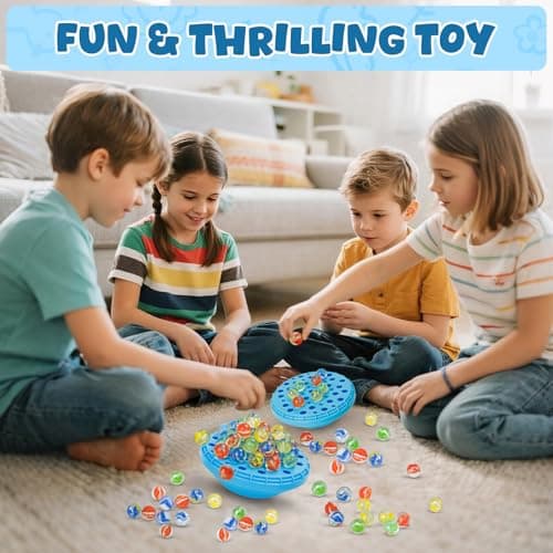 INKZOO Marble Balance Game, Wobble Marble Stacking Game for Kids 6+, Family Games for Kids and Adults with Built-in Storage, Marbles Board Game for 1-4 Players, Fun Birthday Party Games Toys - Thumbnail 3