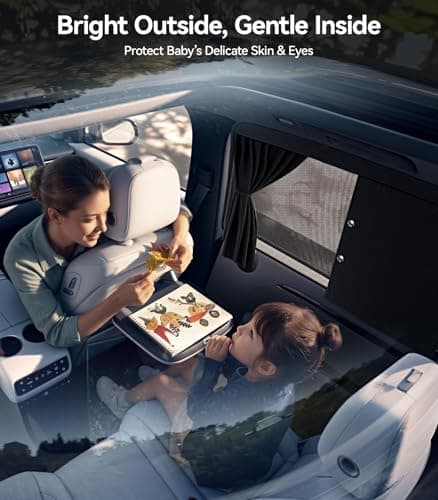 Nmoiss Exclusive Dual-Layer Car Side Window Sunshade [100% Sun Protection & Privacy, Protecting Skin & Eyes], Convertible Blackout & Mesh Shade for Baby - Thumbnail 4