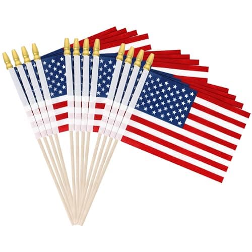 12 Pcs Small American Flags on Stick, 6x4 In 4th of July Decorations, Mini 250 Anniversary USA Flag, Fourth of July American Handheld Flags for Veterans Day Memorial Day Supplies - Thumbnail 5
