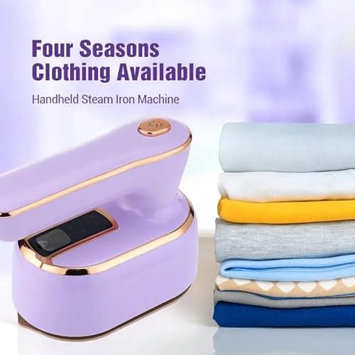 HFLYJPYW Mini Steam Iron for Clothes, Travel Steamer for Clothes Portable, Micro Steam Iron Mini Handheld Steamer Support Dry And Wet Ironing for Home Travel （Purple） - Thumbnail 6
