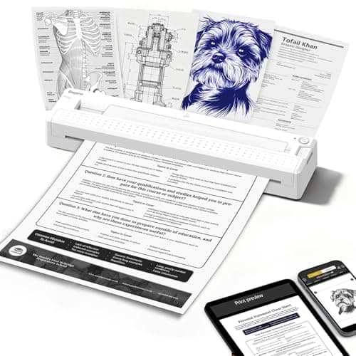 Bagana Inkless Portable Printer, Wireless Thermal Small Bluetooth Mobile Travel Printer for iPhone Android Laptop Supports 8.5x11 Inch US Letter Thermal Paper for Home Office School - Image 1
