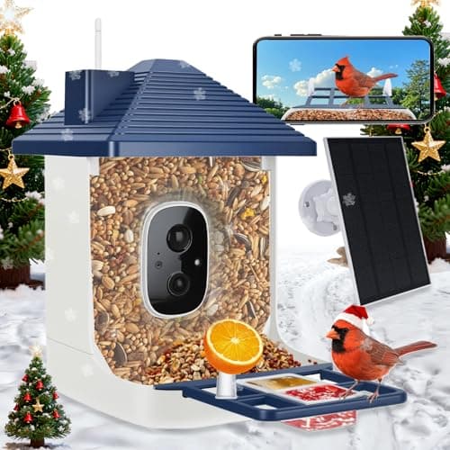 Smart Bird Feeder with Camera,AI Identify Species,Bird House with Solar Powered,Instant Arrival Alerts,2K HD Capture Video Live View,Gift for Birds Lover (Indigo Blue) - Image 1