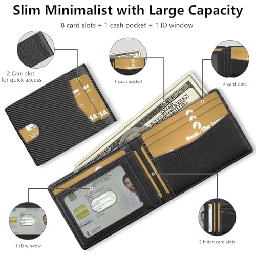 Auskang Smart Wallet For Men, Mens Gift, Works with Apple Find My, Minimalist Leather Wallet For Men, RFID Blocking, Credit Card Holder, Wallet with Smart Tracker, Wireless Charging (Small Grid) - Thumbnail 5