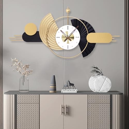 AXAORIRA 39x18 Inch Modern Decorative Wall Clock Battery Operated, Unique Silent Non-Ticking Large Clocks for Living Room, Kitchen, Bedroom, Office – Abstract Design Timepiece - Thumbnail 6