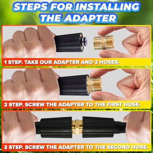 Male to Male Hose Adapter - M22 14mm Quick Connect, Pressure Washer Hose Coupler, 4500 PSI High-Pressure, Durable Brass Construction, Leak-Proof Design, Easy to Install for Home & Commercial Use - Thumbnail 5