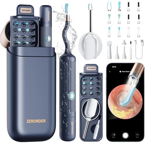 Ear Wax Removal Tool Camera: ZERONDER I35R Ear Cleaner with Flexible Ear Camera Otoscope - Visual Ear Pick Tweezers Wax Remover - Ear Cleaning Kit for Family - Image 1