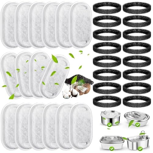 Cat Water Fountain Filter for Stainless Steel 108oz/3.2L& 67oz/2L Automatic Pet Water Dispenser Fountian Replacement Filter with Sponges - Image 1