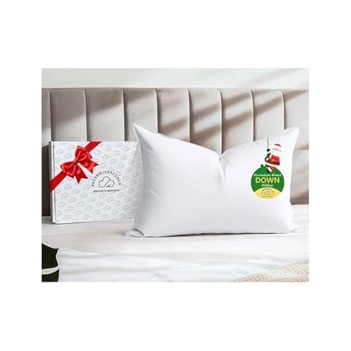 PlushHavenCloud White Cotton Down Pillow - Luxury Hotel Bed Pillow with 100% Cotton, Goose Down Fiber Fill, Feather Pillow for Sleeping, 700TC Cotton Shell, Queen Size - Firm/More Support, 1 Pack - Image 1