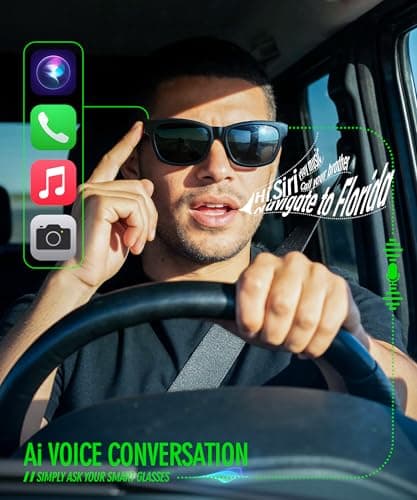 GLOSSIA AI Smart Glasses, Bluetooth Audio Glasses for Men Women, Blue Light Smart Glasses with Noise Cancelling, Hands-Free Calls, Music & Voice Control for Work/Study/Travel, iOS/Android - Thumbnail 2