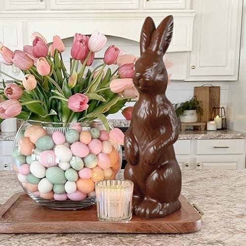 Zesua Easter Decorations - 14.5" Easter Bunny Figurine - Easter Decorations for Home - Standing Ceramic Easter Bunny Decor for Mantel Tabletop Porch Lawn Yard Spring Home Indoor Outdoor - Image 1