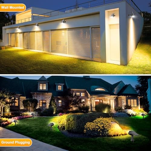 Fabrito 72 LEDs Solar Spot Lights Outdoor Waterproof, 3 Modes Landscape Spotlights, Dusk to Dawn Solar Powered Flood Wall Lights for Outside, Solar Garden Lights for Yard Porch 10 Pack (Warm White) - Thumbnail 4