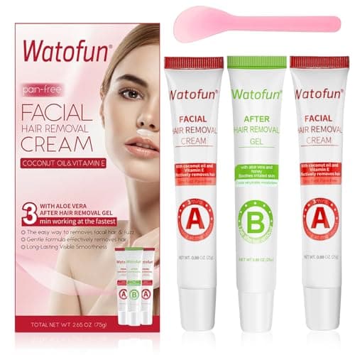 Watofun Facial Hair Removal Cream for Women, Gentle Plant Formula for Sensitive Skin with Soothing Aloe Gel, 3 Min Painless Flawless Depilatory Cream Removes Hair from Chin, Upper Lip and Sideburns - Image 1