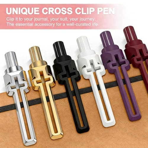 FlyMeaning 6 Pack Cross Clip Bible Journaling Gel Pens, 0.7mm Black Ink Retractable,Smooth Writing, Christian Gifts for Men Women, Religious School & Office Supplies(Vintage) - Thumbnail 4