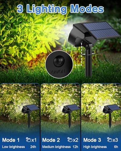 Fabrito Large Solar Spot Lights Outdoor 4 Pack, 1000 Lumens High Brightness, IP65 Waterproof Solar Spotlight with 136 LEDs, Dusk to Dawn Solar Landscape Lights for Yard, Garden, Pathway, Plants(White) - Thumbnail 3