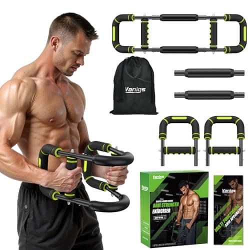 Vanlgs Twister Arm Trainer for Men, Chest Workout Equipment 5-Level Adjustable (40-130lb) with Ergonomic 27° Targets Biceps/Clip/Thigh, Portable Exerciser for Home Gym Travel Fitness, Green - Image 1