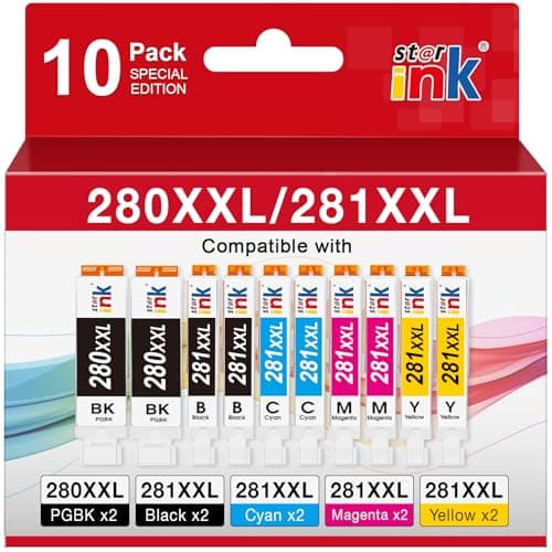 STARINK PGI-280XXL CLI-281XXL Compatible Ink Cartridges, Replacement for Canon 280 281 Ink Cartridges for Canon PIXMA TR8620 TR8620a TS6320 TS8220 TS9120 TS9520 TS6120 TS6220 TR7520 Printers 10 Packs