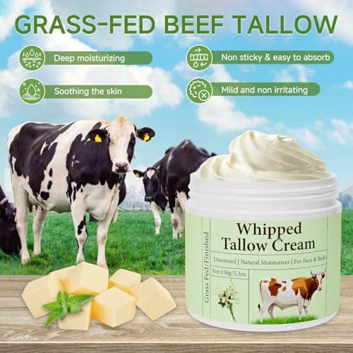 mkzea Beef Tallow for Skin, Beef Tallow, Grass Fed Beef Tallow, Whipped Beef Tallow for Face Moisturizer for All Purpose Tallow Balm, 2 packs - Thumbnail 3