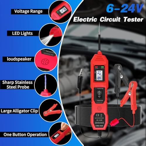 Power Circuit Probe Tester, 6V/12V/24V DC Circuit Tester Automotive, Multifunctional Car Electric Circuit Tester Power Fuse & Voltage Tester Light, Short Circuit Breake Finder Electrical Tools - Thumbnail 2