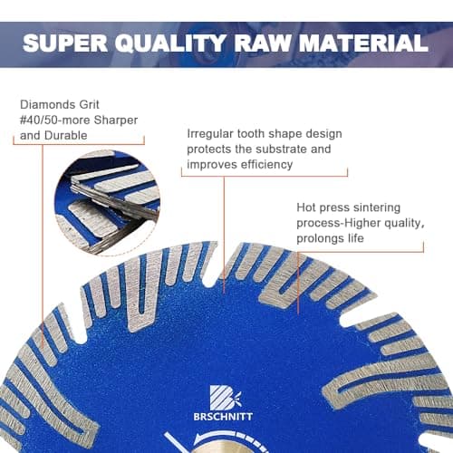Diamond Turbo Cutting Blade 7",BRSCHNITT Diamond Saw Blade for Granite,Marble,Concrete,Porcelain Tile,Ceramic Tile,Masonry - Thumbnail 5