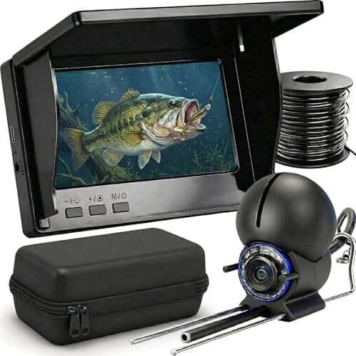 Underwater Fishing Camera with 4.3 Inch LCD, 5000mAh Battery, Infrared Night Vision Light, Portable Fish Finder with 100ft Cable for Ice Lake Boat Kayak Fishing - Image 1