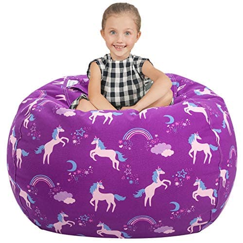 Aubliss Stuffed Animal Bean Bag Storage Chair (Purple Unicorn, X-Large (48'')) - Image 1