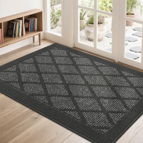 COSY HOMEER Non-Slip Door Mat 32"x48", Entryway Rugs Low Profile Absorbent Dirt Trapper Doormat for Front Entrance, Washable Polypropylene Entry Mat (Dark Grey) - Image 1