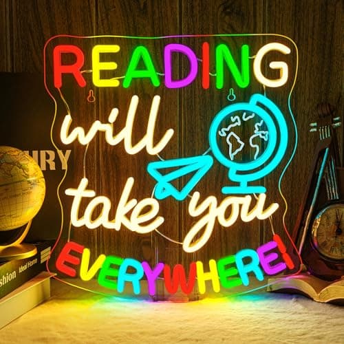 Study Neon Signs Reading Will Take You Everywhere Neon Sign Classroom Wall Decor Light Up Reading Corner Bedroom LED Learn Lights for Teens Room Books Lover Gifts for Teachers - Image 1