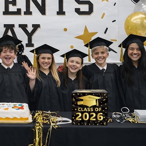 OHOME Graduation Decorations 2026 - Black Gold Graduation Card Box for Graduation Decorations Class of 2026 - Graduation Party Decorations Decor Supplies Favors,Graduation Centerpieces 2026 - Thumbnail 6