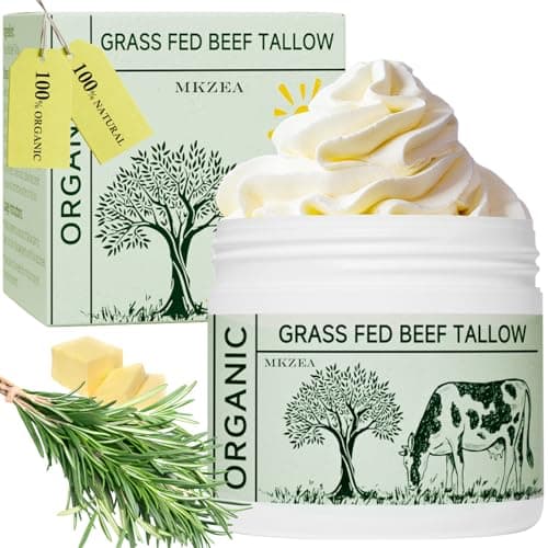 Beef Tallow, Tallow Face Moisturizer, Beef Tallow for Skin, Unscented 100% Organic Beef Tallow Blam Grass Fed Finished Whipped Tallow Face Cream Moisturizer Body Lotion Skin Care for Sensitive Skin - Image 1