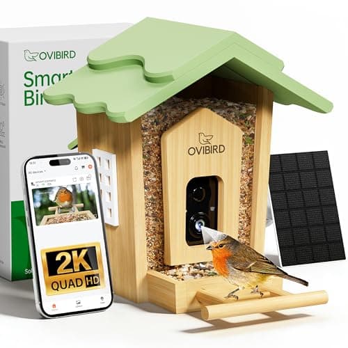 Smart Bird Feeder with Camera, 2K Video Bamboo Bird Feeders with Solar Powered, IP65 Waterproof, AI Birds ID for 10,000+ Species, WiFi Birdhouse Camera for Birds Watching Gifts - Image 1