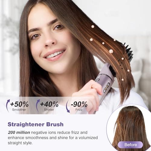 7MAGIC Hot Air Styler Wrap, 7 in 1 Professional Hair Dryer Brush with Auto-Wrap Curlers, Fast Drying Blow Dryer, Volumizing Straightening Styling Multi-Styler No Heat Damage, Travel Case (Purple) - Thumbnail 5