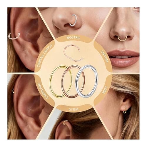 Koariya nose ring 18G and 20G nose nail set for men and women, anti allergic 316L medical grade stainless steel spiral nose nail, nose screw bone 2/2.5/3mm zircon perforated jewelry 15 pieces (three color gift box set) - Thumbnail 5