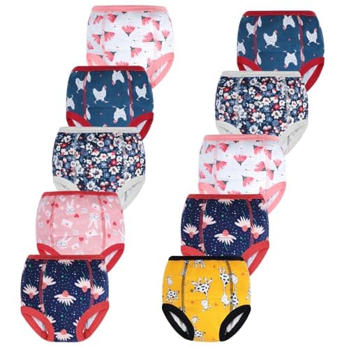 MOEMOE BABY Potty Training Underwear 10 Packs Absorbent Potty Training Pants 100% Cotton Pee Pants for Girls 2-6 Years Red - Image 1