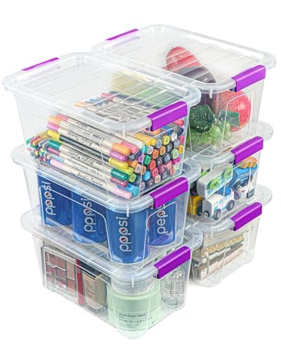EOENVIVS Clear Storage Bins with Lids 6 Pack, 7 Qt Stackable Storage Containers with Buckle Lock, Durable Plastic Containers & Storage Box Organizer for Pantry, Bathroom, Closet & Office Use - Image 1