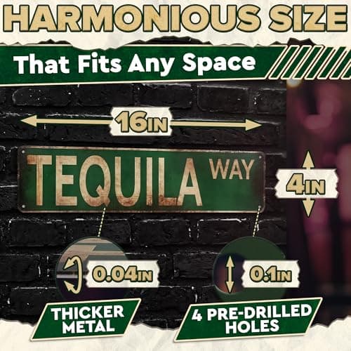 4x16 Inch Metal Bar Signs – Tequila Decorations Metal Signs, Lightweight and Easy to Install, Vintage Style Wall Tinplate Art, Rust and Fade Resistant, Good for Home, Bar, Kitchen, and Pub - Thumbnail 2