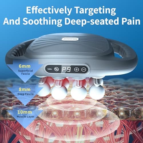 Binxalin 16 Head Massage Gun Deep Tissue, Percussion Massager for Muscle Relief, 9 Speeds & 9 Intensities Muscle Massage Gun for Shoulders, Waist, Legs, Athletes & Office Staff - Thumbnail 6