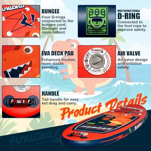 FunWater SUP Inflatable Stand Up Paddle Board Ultra-Light Inflatable Paddleboard with SUP Accessories, Fins, Adjustable Paddle, Pump, Backpack, Leash, Waterproof Phone Bag - Thumbnail 3